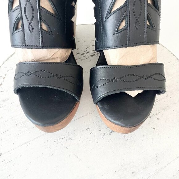 NEW Lane Boots BECCA Womens Black Wedges 8.5 Western Sandals Cowgirl Leather - Picture 6 of 11